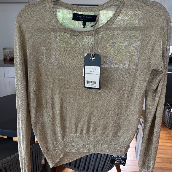 Rag & Bone gold metallic cardigan - Picture 3 of 7